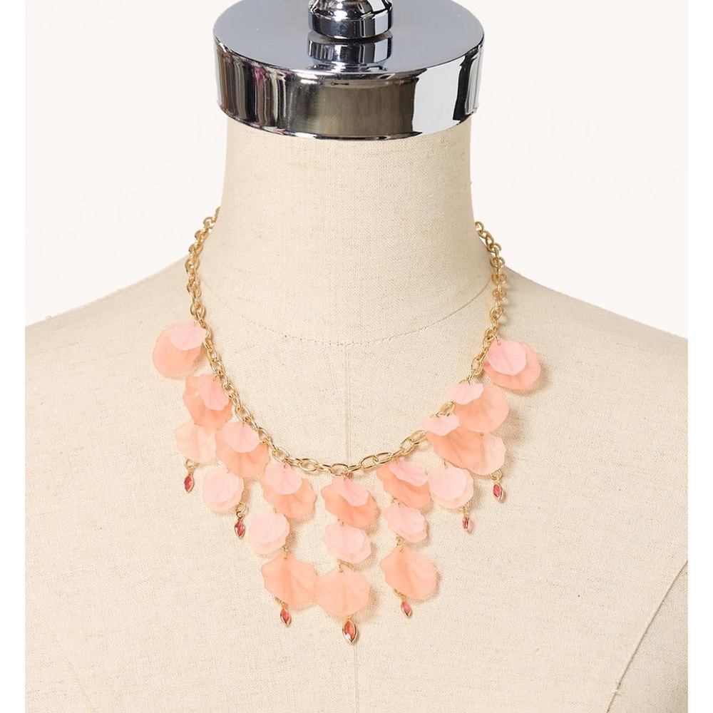 Elegant Gold and Pink Floral Necklace